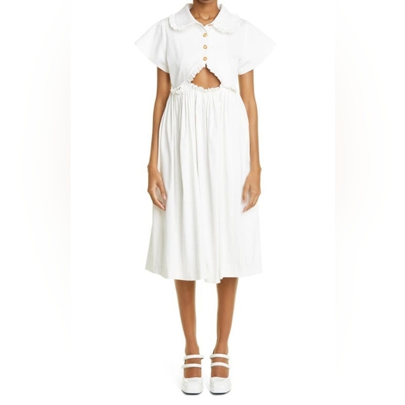 KIKA VARGAS Mabel Cutout Stretch Cotton Midi Dress - Picture 3 of 3